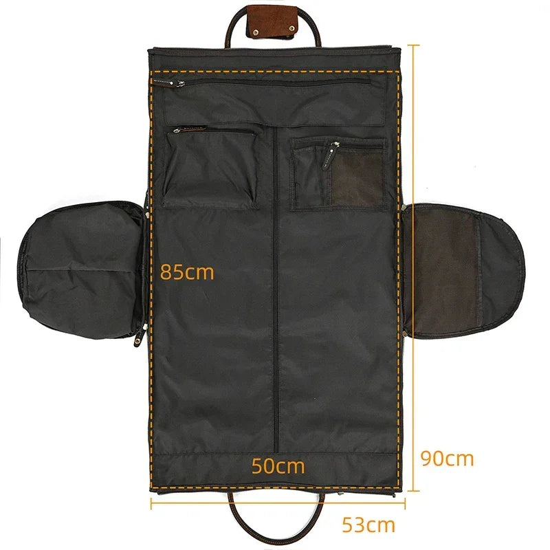 Men’s Leather Garment Duffle Bag – Full-Open Suit & Shoe Travel Bag