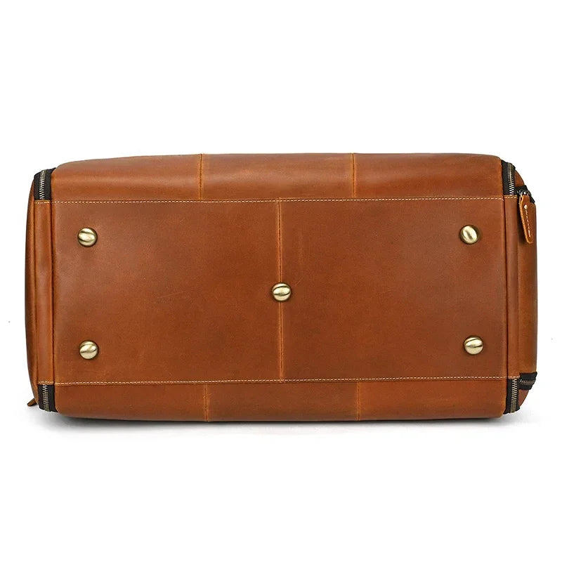 Men’s Leather Garment Duffle Bag – Full-Open Suit & Shoe Travel Bag