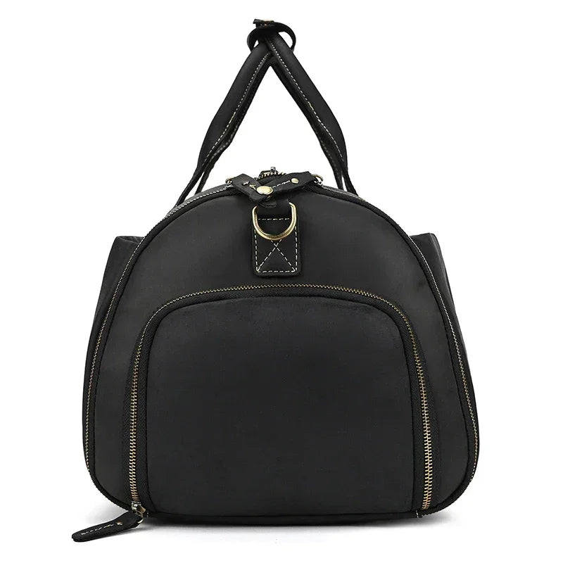 Men’s Leather Garment Duffle Bag – Full-Open Suit & Shoe Travel Bag
