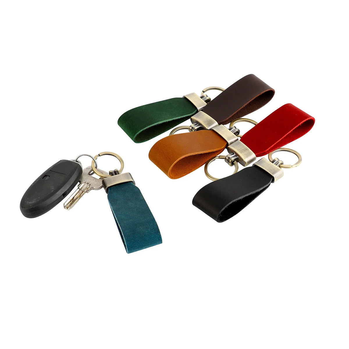 Men’s Leather Key Fob Holder - Swivel Clip Wristlet