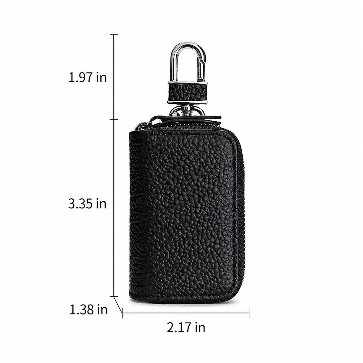 Men’s Leather Key Holder - Double Zip Pouch with Belt Clip