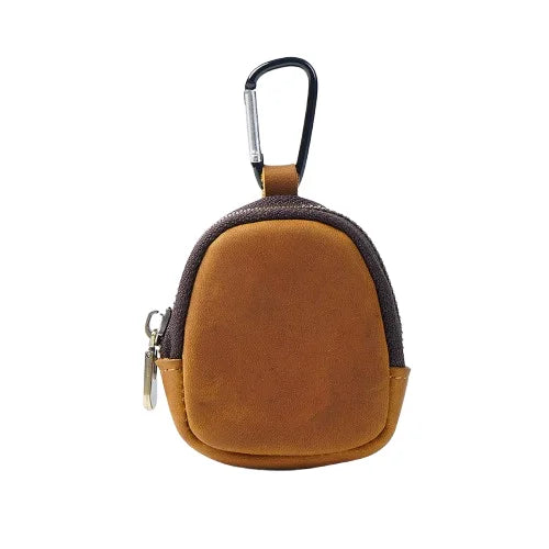 Men’s Leather Key Holder - Zip Coin Pouch with Carabiner