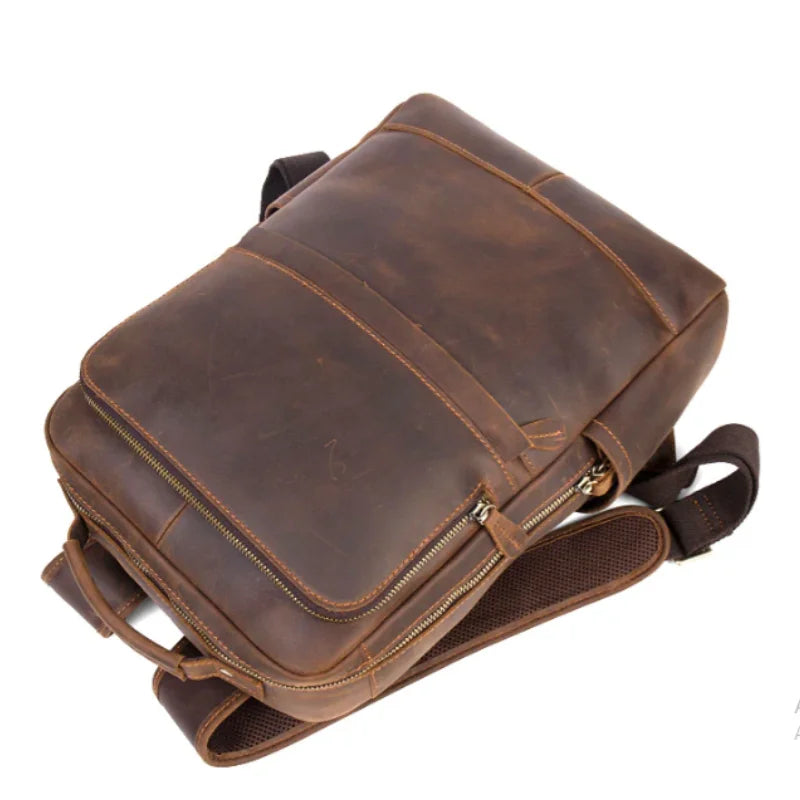 Men's Leather Backpack for Work and Laptop Carry