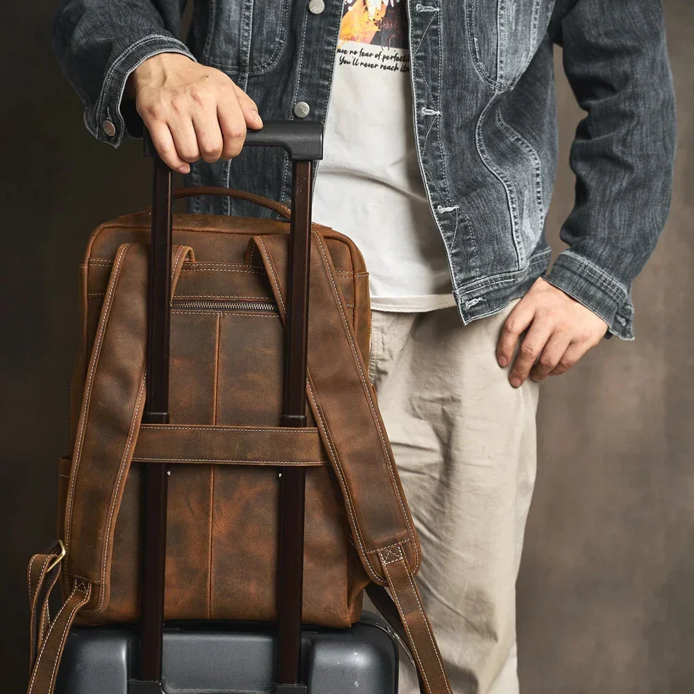Men's Leather Backpack for Work and Laptop Carry