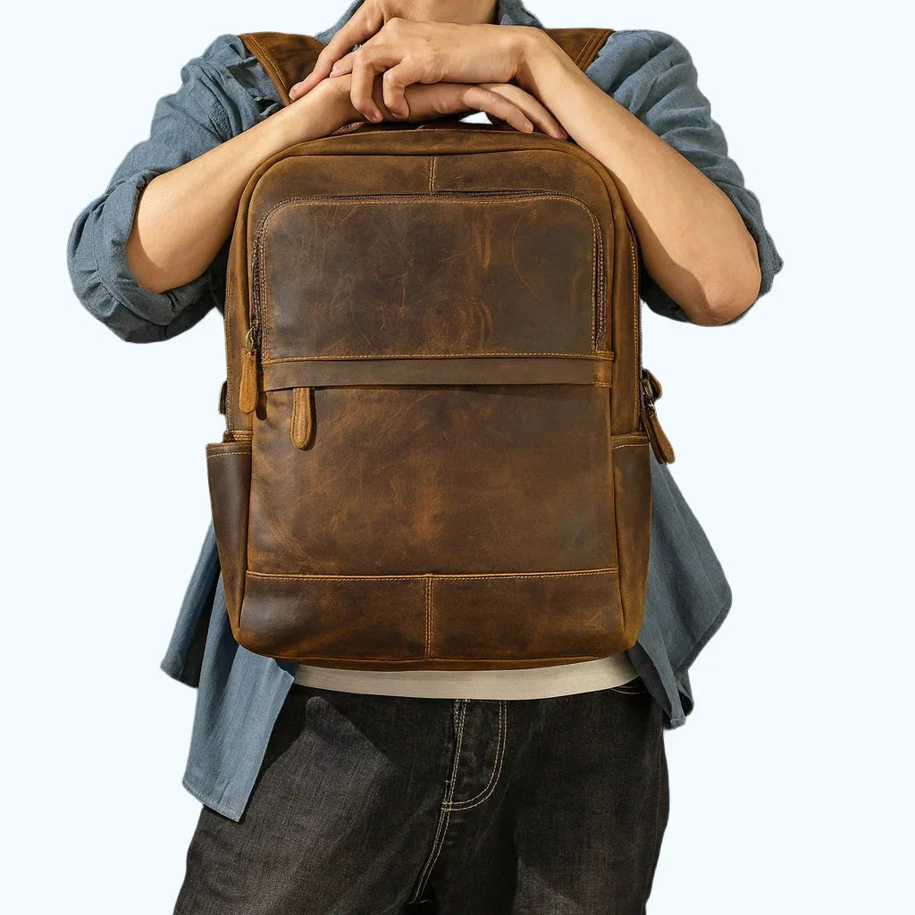 Men’s Leather Laptop Backpack – 15.6