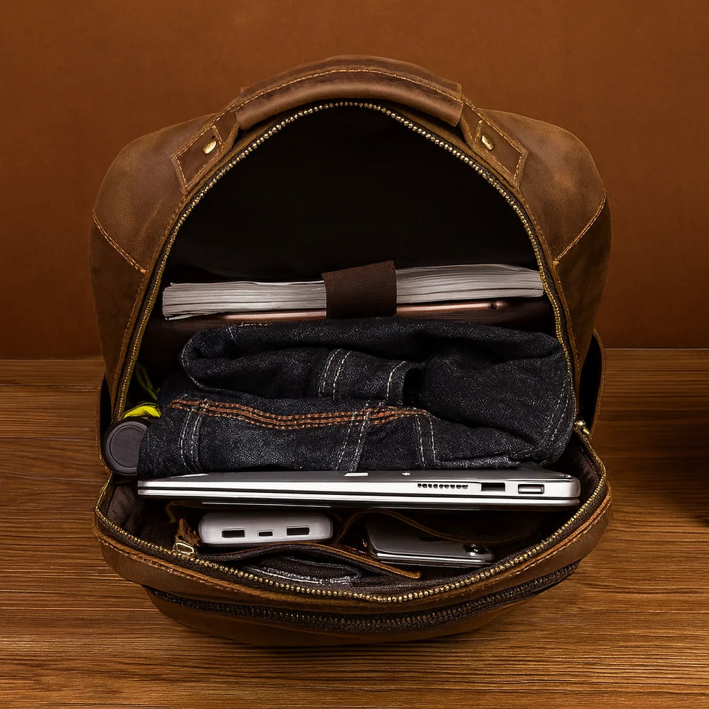 Men's Leather Backpack for Work and Laptop Carry