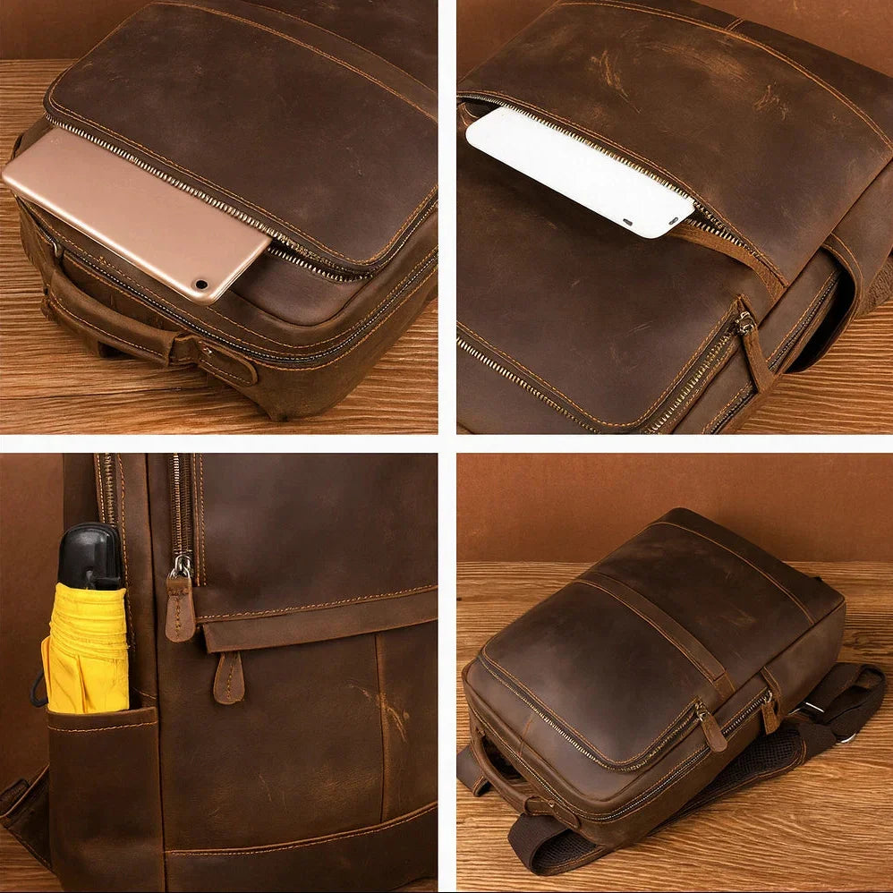 Men's Leather Backpack for Work and Laptop Carry