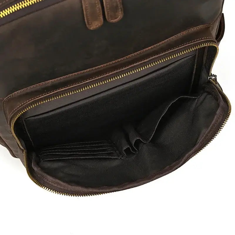 Men’s Leather Laptop Backpack – Large Capacity Work & Travel Bag