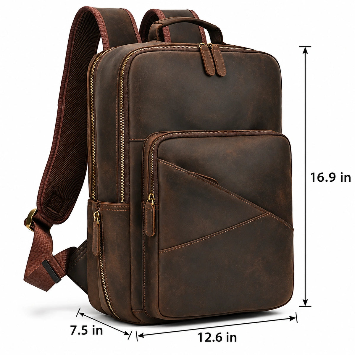 Men’s Leather Laptop Backpack – Large Capacity Work & Travel Bag