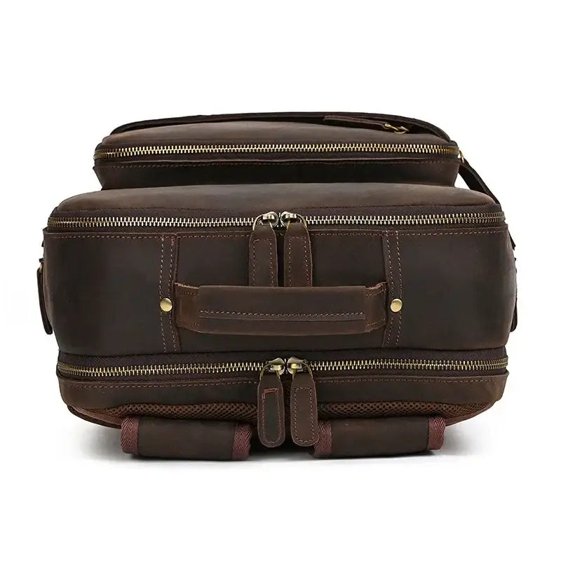 Men’s Leather Laptop Backpack – Large Capacity Work & Travel Bag