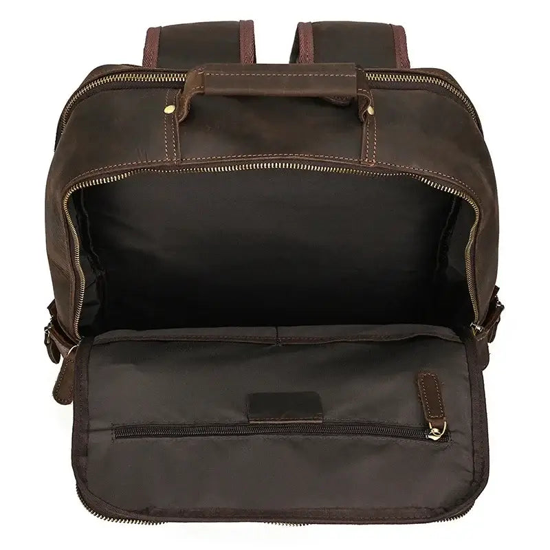 Men’s Leather Laptop Backpack – Large Capacity Work & Travel Bag