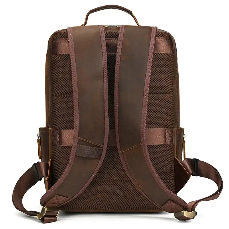 Men’s Leather Laptop Backpack – Large Capacity Work & Travel Bag