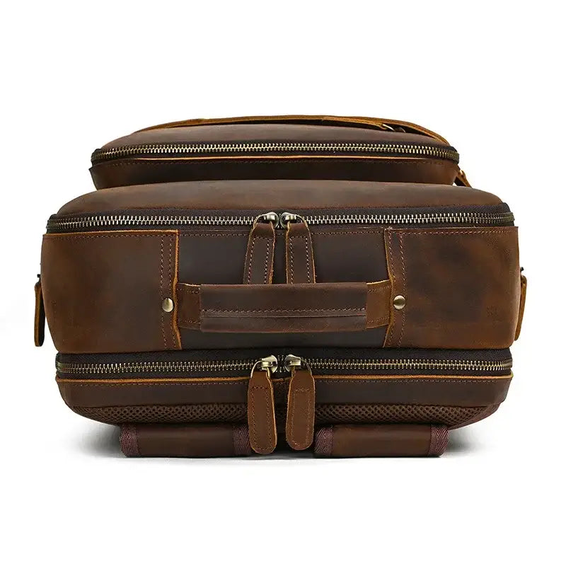 Men’s Leather Laptop Backpack – Large Capacity Work & Travel Bag