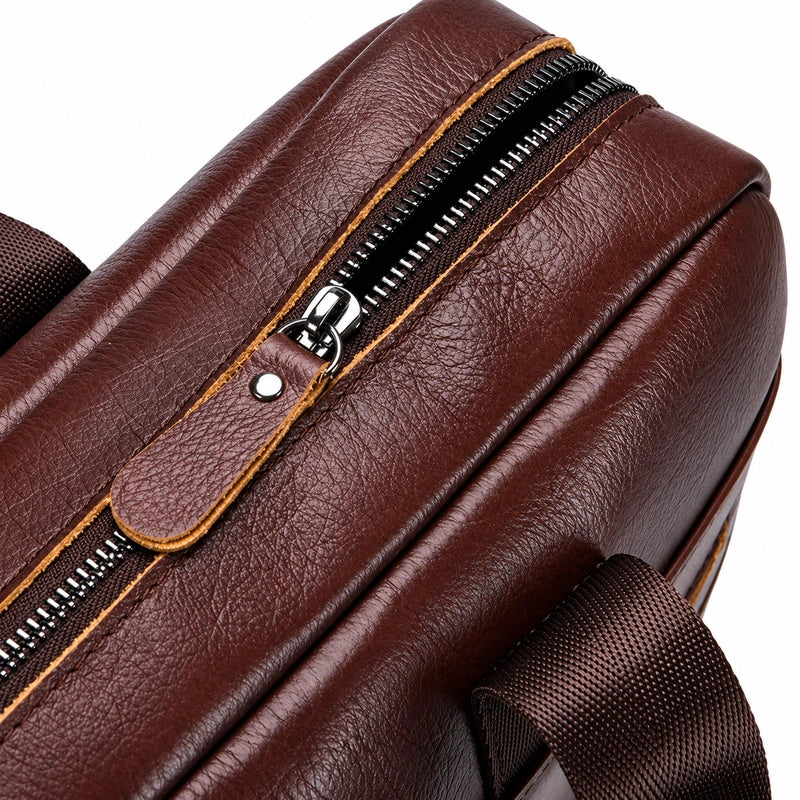 Men’s Leather Laptop Briefcase – 14 Inch Slim Business Bag with Flap Pocket