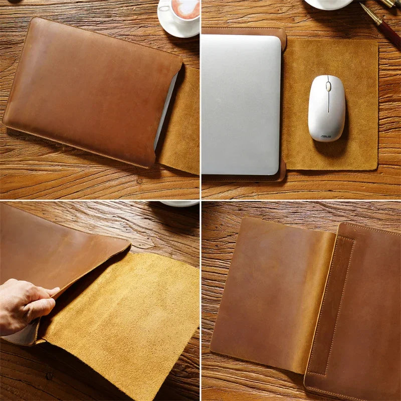 Men’s Leather Laptop Sleeve - 12-14 Inch Envelope Case
