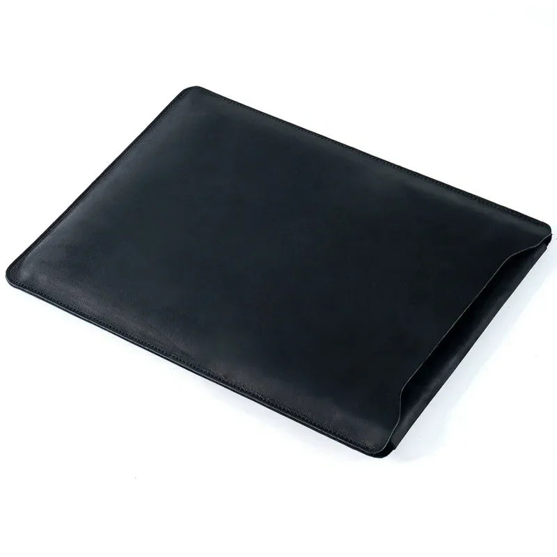 Men’s Leather Laptop Sleeve - 12-14 Inch Envelope Case - Black / 12-inch