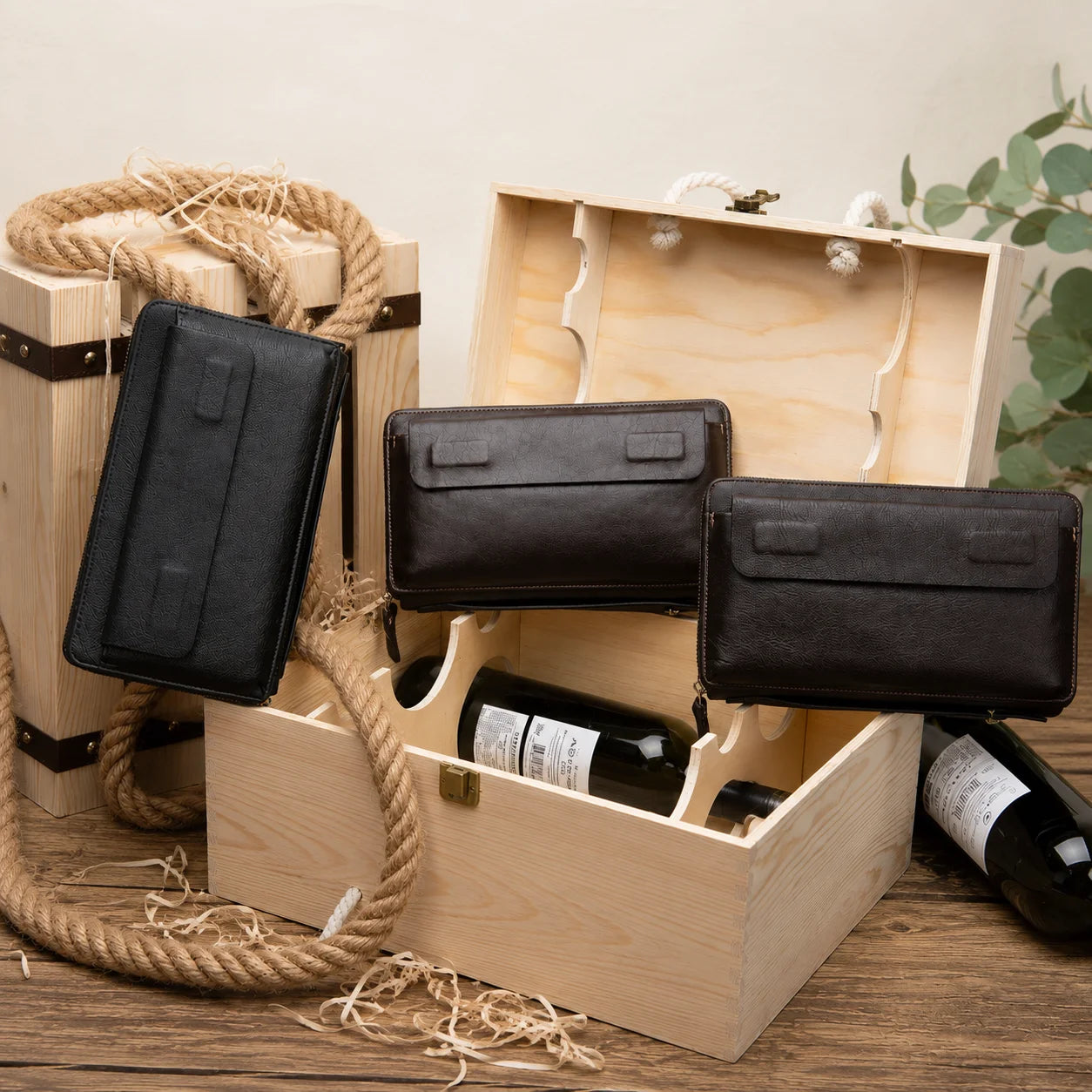Men’s Leather Long Wallet - Zip Around Card Organizer
