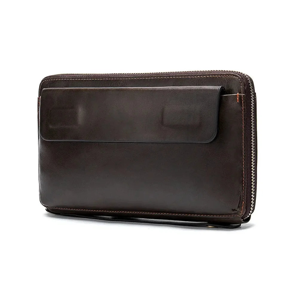 Men’s Leather Long Wallet - Zip Around Card Organizer