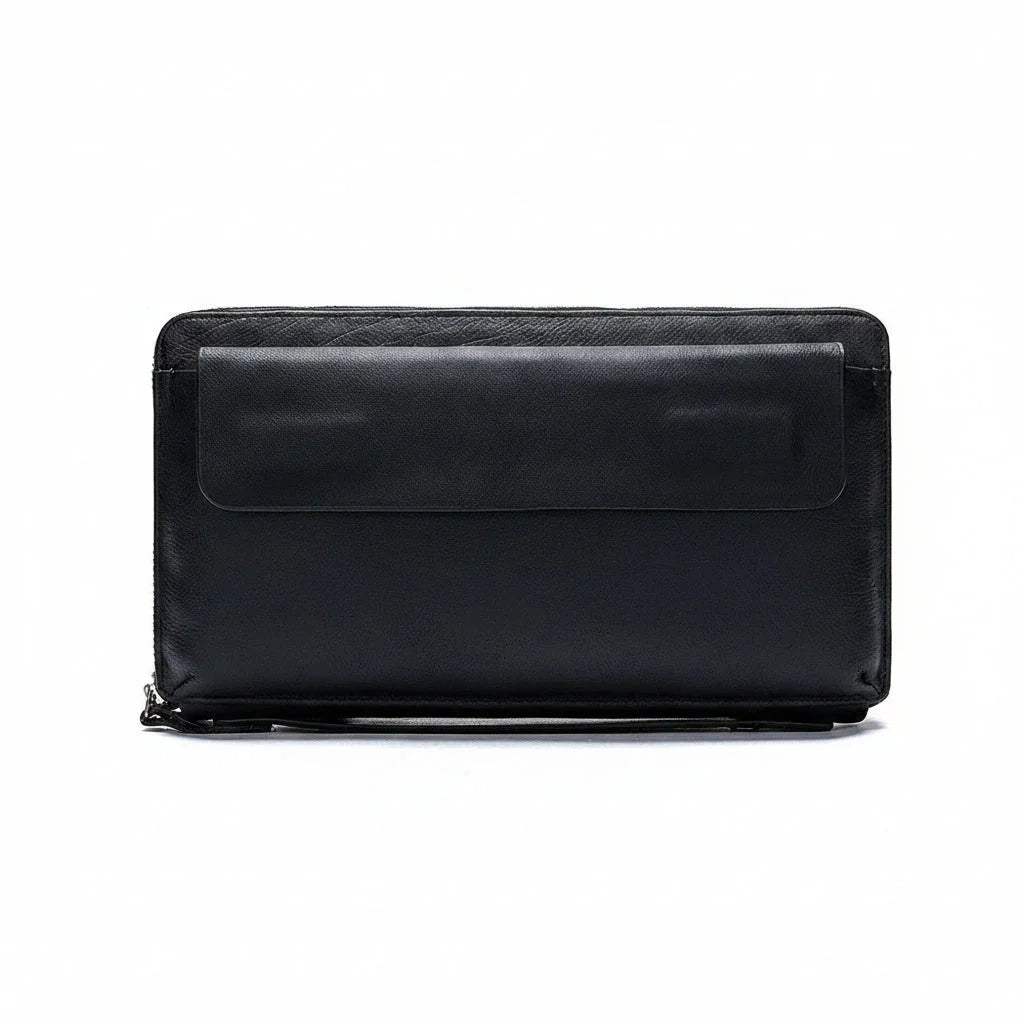 Men’s Leather Long Wallet - Zip Around Card Organizer