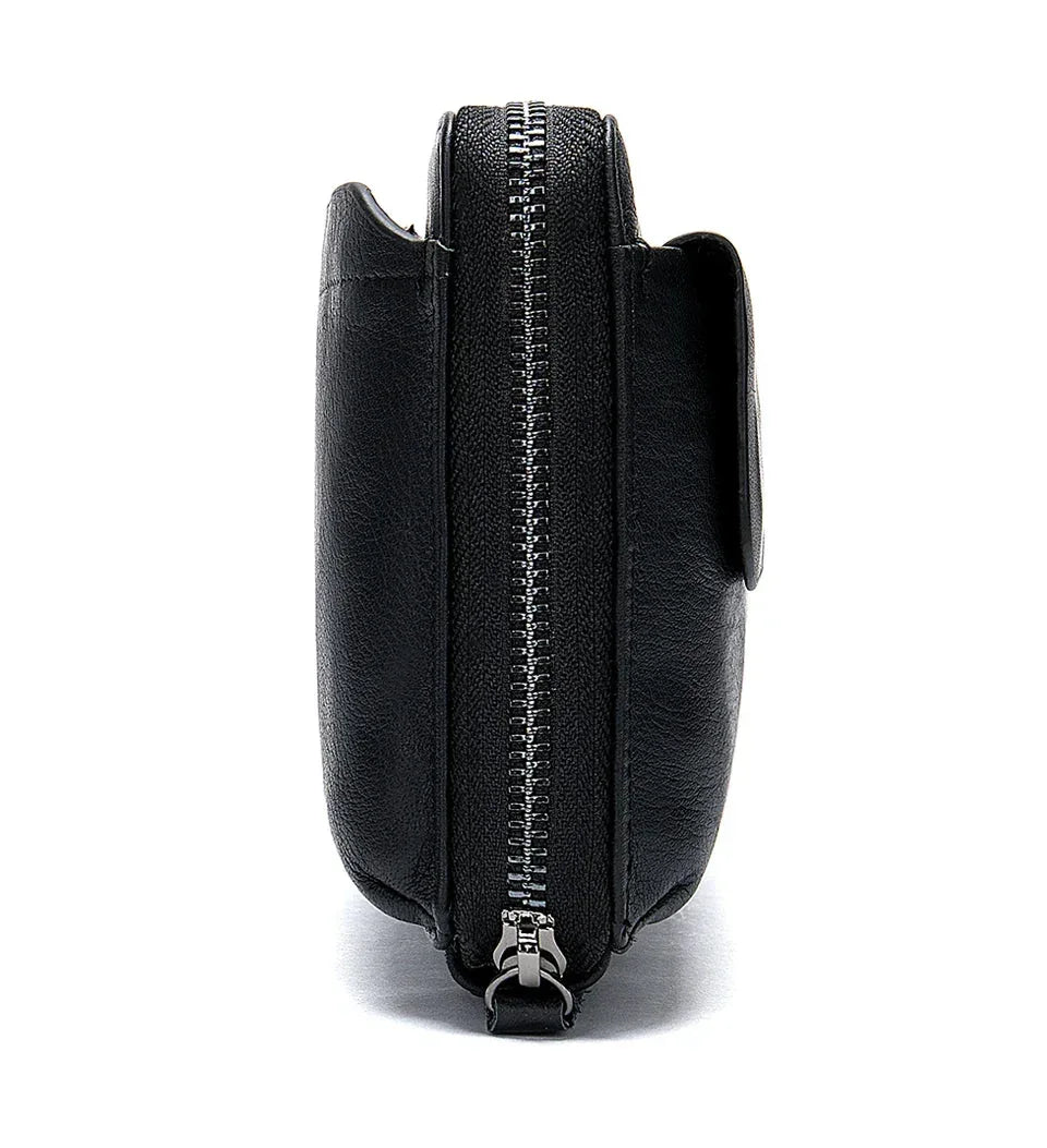 Men’s Leather Long Wallet - Zip Around Card Organizer