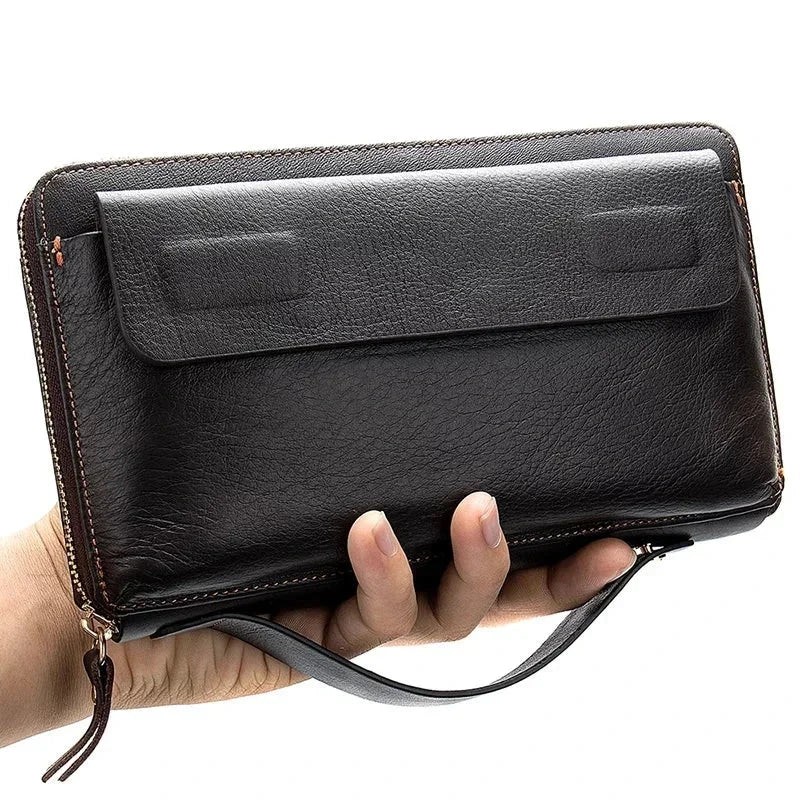 Men’s Leather Long Wallet - Zip Around Card Organizer
