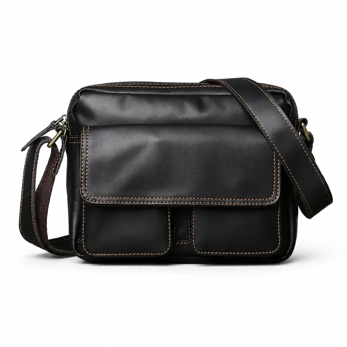 Men’s Leather Messenger Bag - Crazy Horse Multi-Pocket Carry
