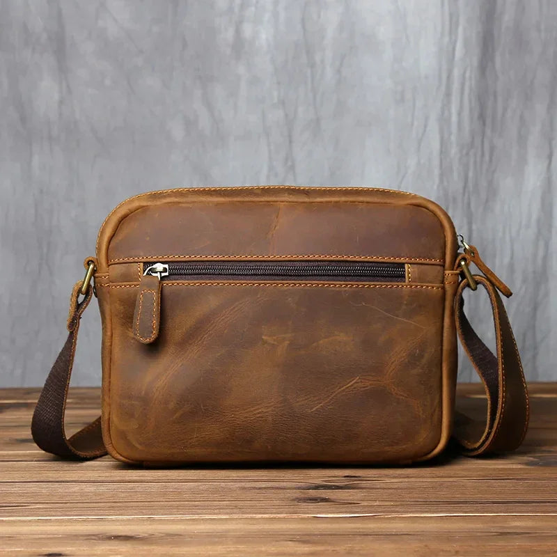 Men’s Leather Messenger Bag - Crazy Horse Multi-Pocket Carry