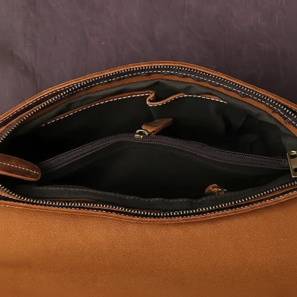 Men’s Leather Messenger Bag - Vintage Flap Work Bag