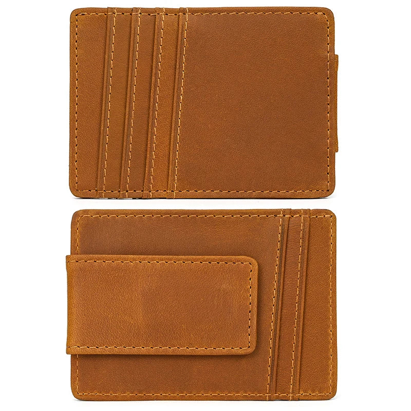Brown leather wallet with card holder on a white background