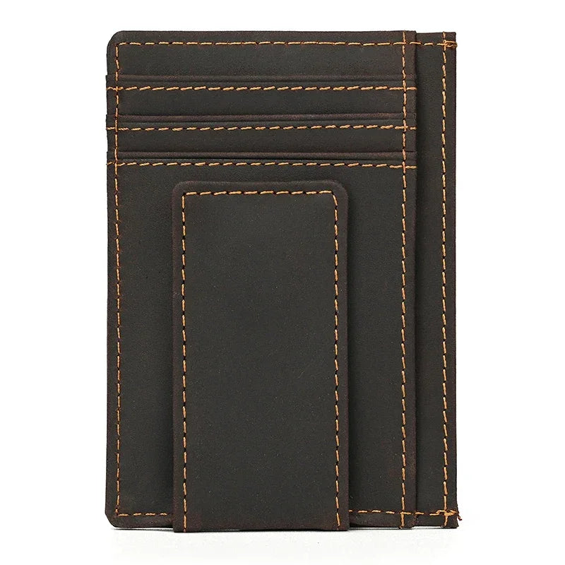Men’s Leather Money Clip Wallet – Slim Front Pocket Carry