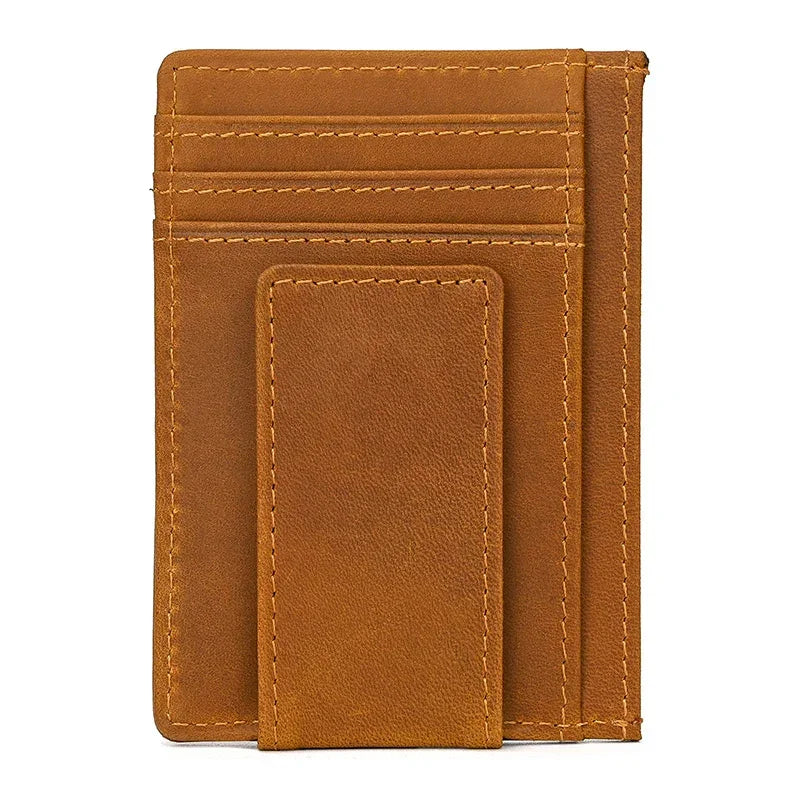 Men’s Leather Money Clip Wallet – Slim Front Pocket Carry