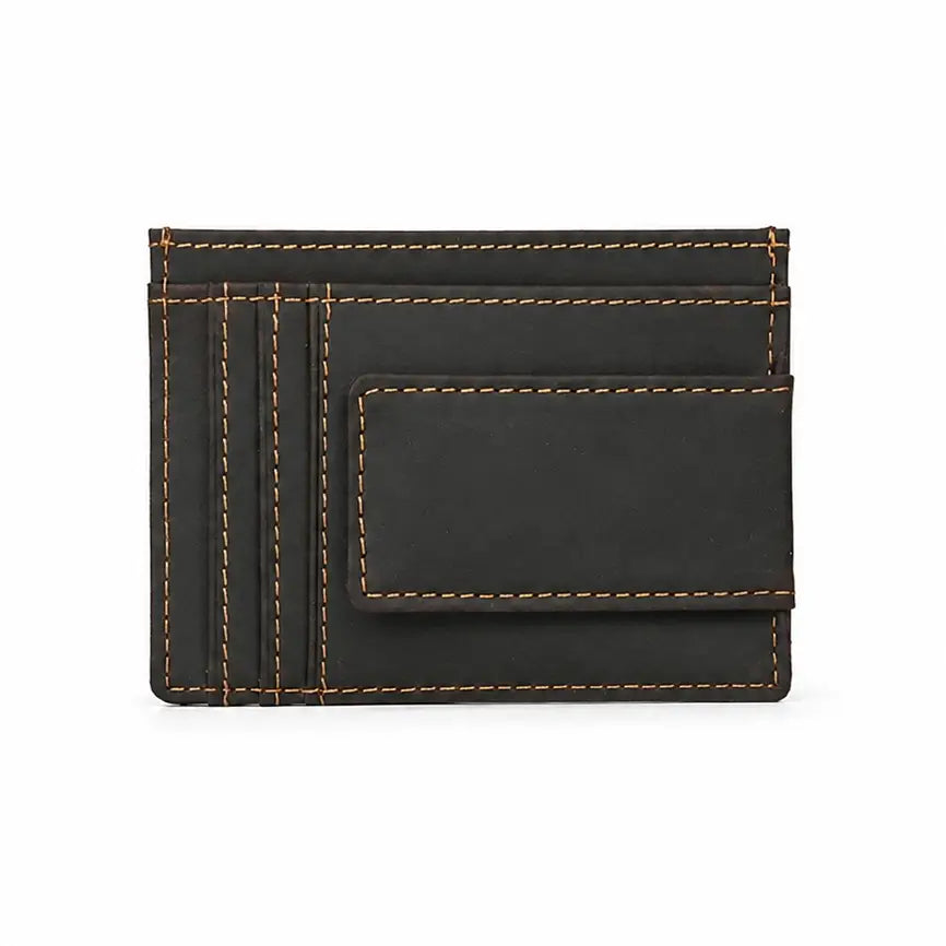 Men’s Leather Money Clip Wallet – Slim Front Pocket Carry