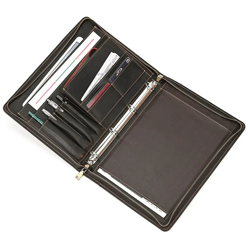 Men’s Leather Padfolio - Zip Around 3-Ring Binder