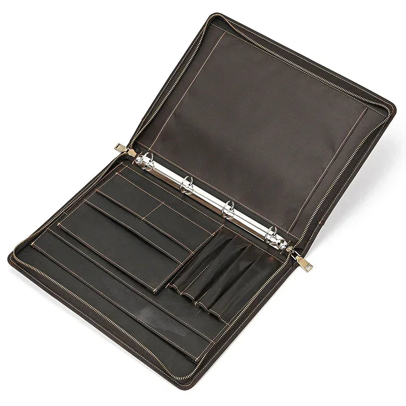 Men’s Leather Padfolio - Zip Around 3-Ring Binder