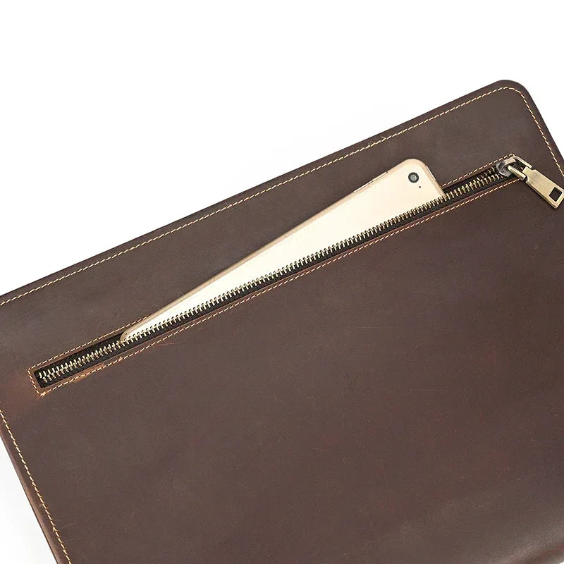 Men’s Leather Padfolio - Zip Around 3-Ring Binder
