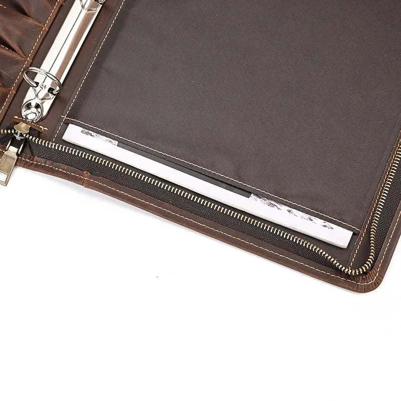Men’s Leather Padfolio - Zip Around 3-Ring Binder
