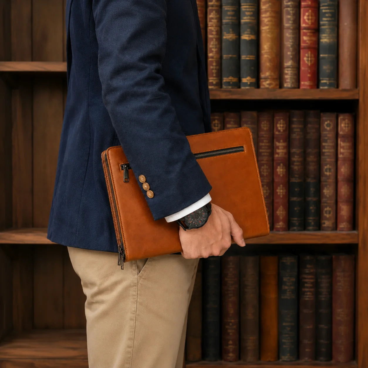 Men’s Leather Padfolio - Zippered Business Organizer