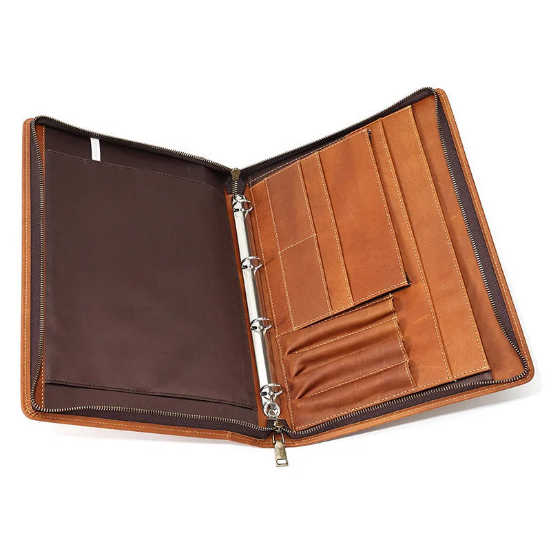 Men’s Leather Padfolio - Zippered Business Organizer