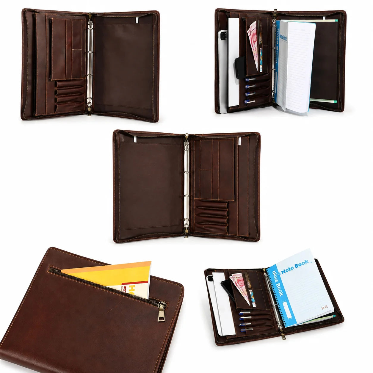 Men’s Leather Padfolio - Zippered Business Organizer