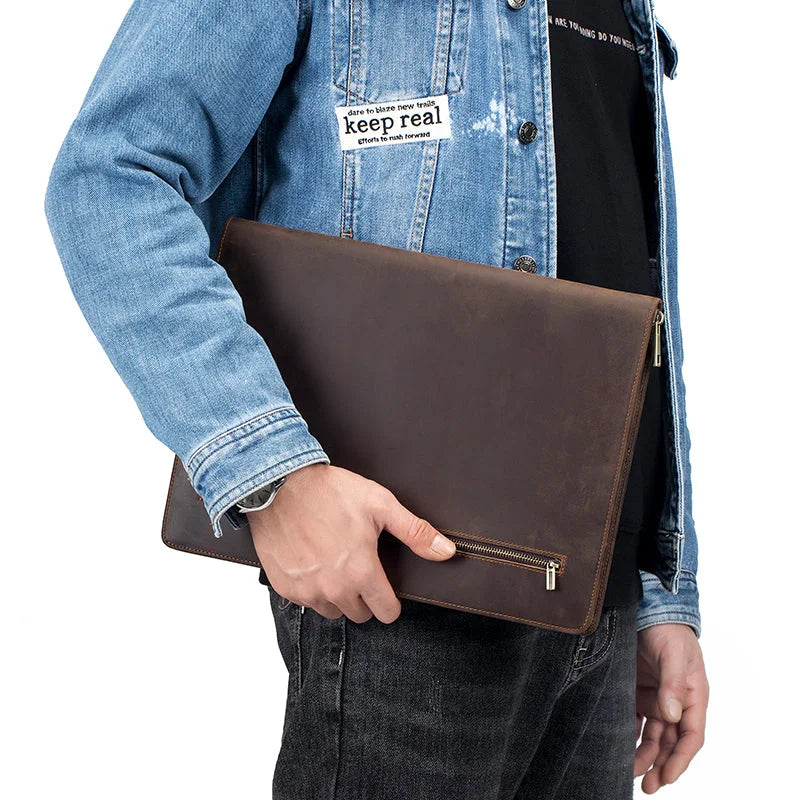 Men’s Leather Padfolio - Zippered Business Organizer