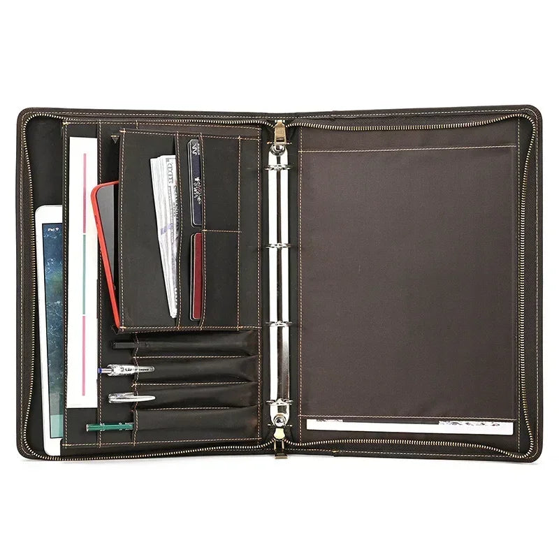 Men’s Leather Padfolio - Zippered Business Organizer