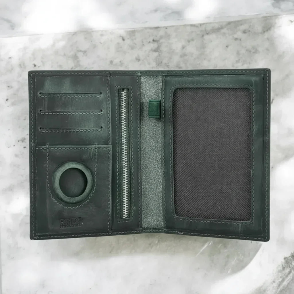 Men’s Leather Passport Holder - RFID Blocking Card & Coin Wallet