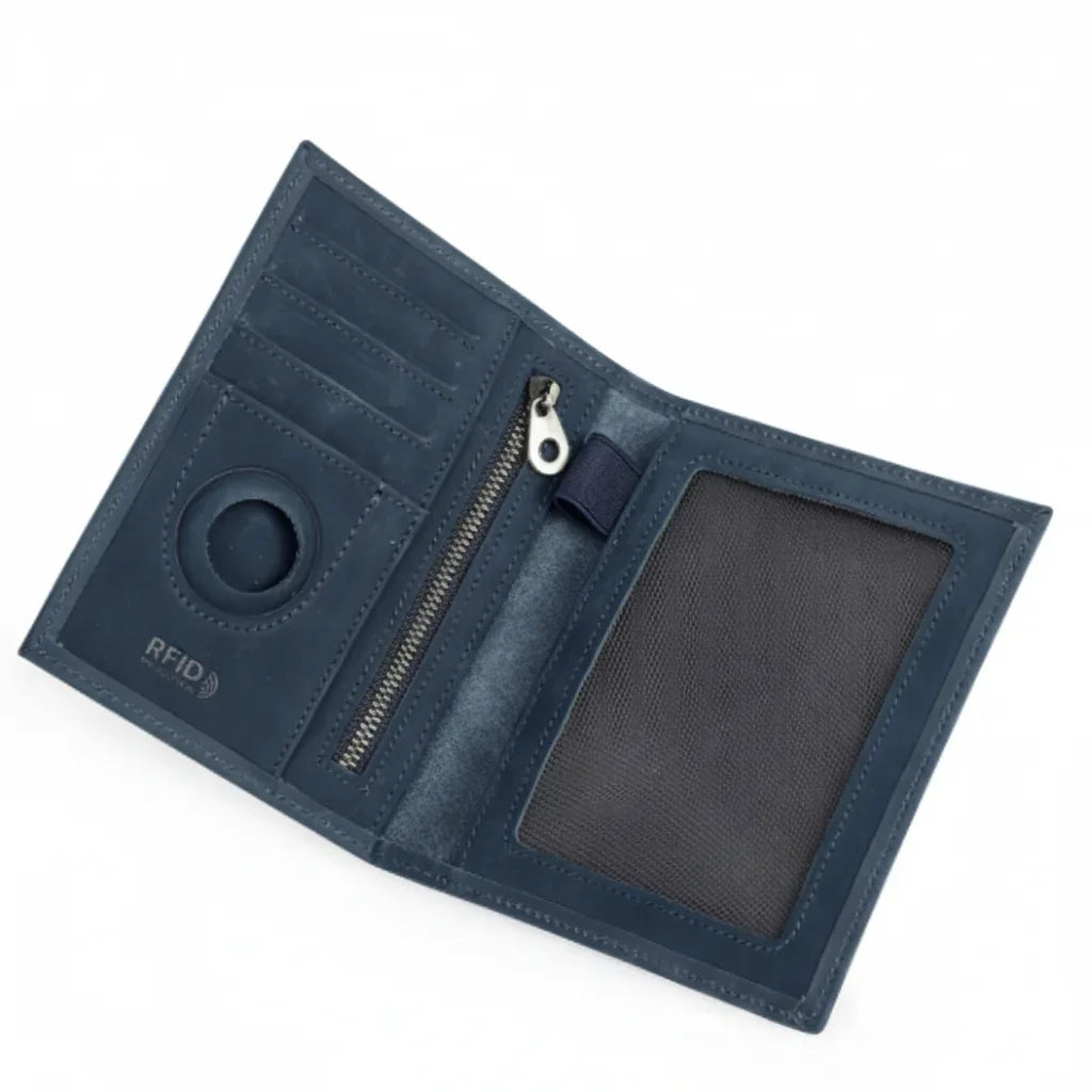 Men’s Leather Passport Holder - RFID Blocking Card & Coin Wallet