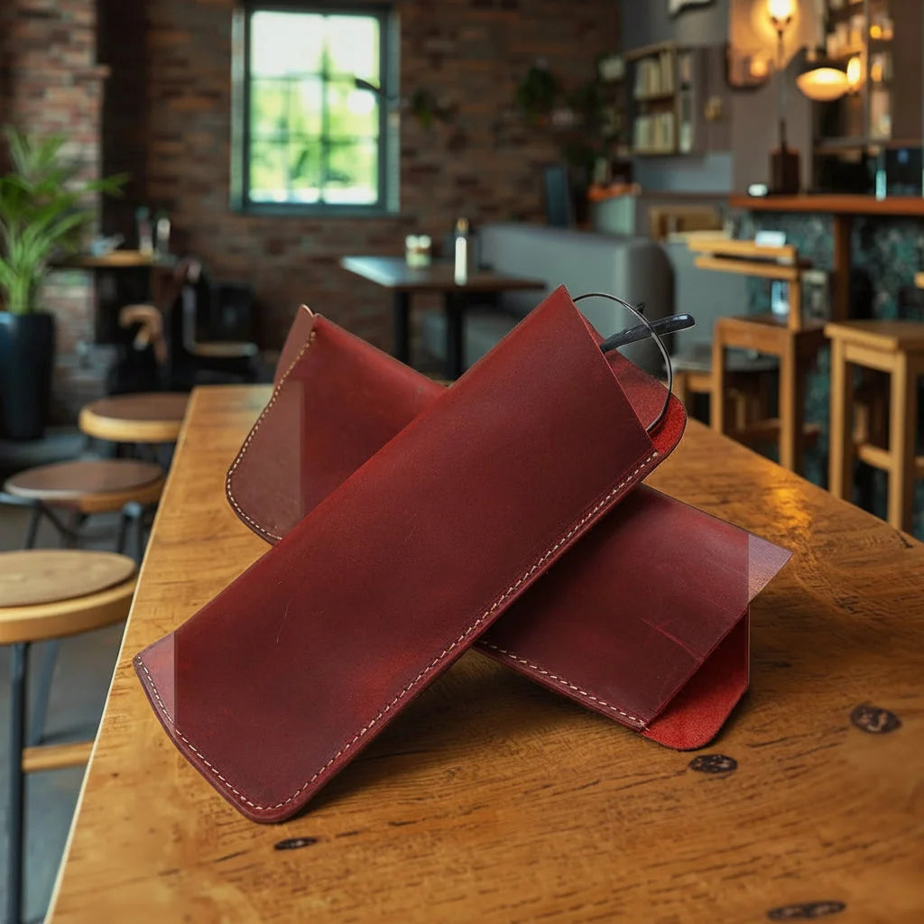 Men’s Leather Glasses Case – Crazy Horse Roll-Up Pouch