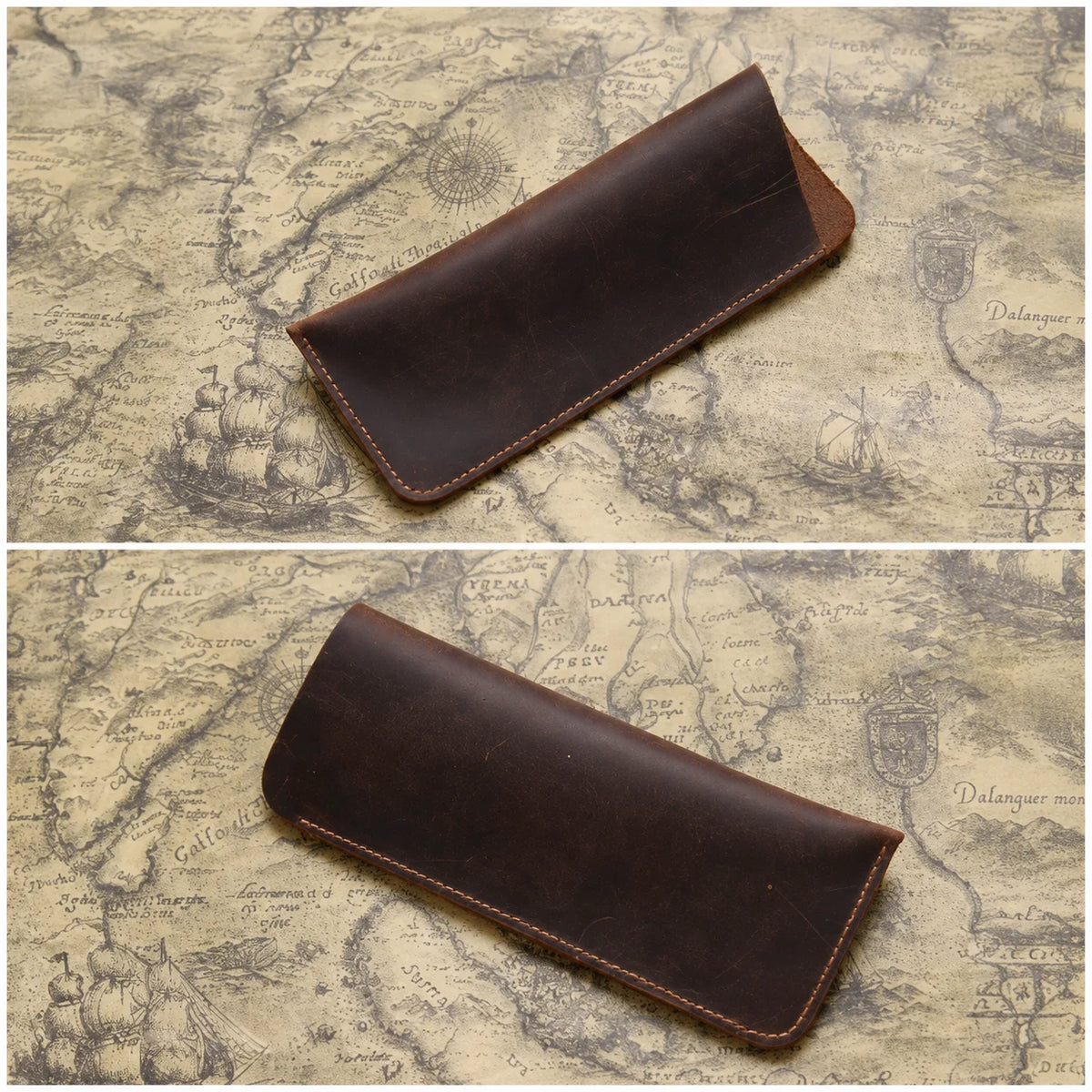 Men’s Leather Glasses Case – Crazy Horse Roll-Up Pouch