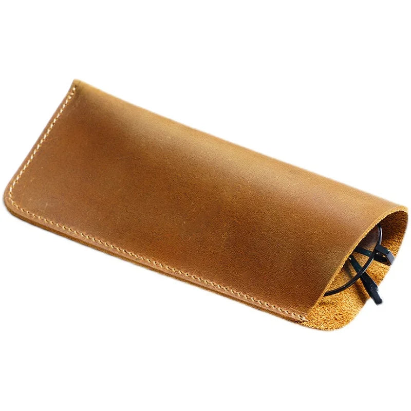Men’s Leather Glasses Case – Crazy Horse Roll-Up Pouch