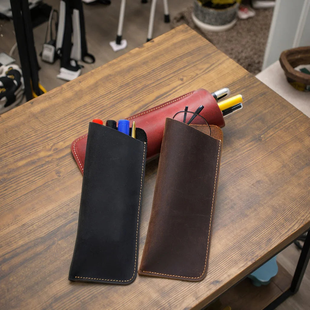 Men’s Leather Glasses Case – Crazy Horse Roll-Up Pouch