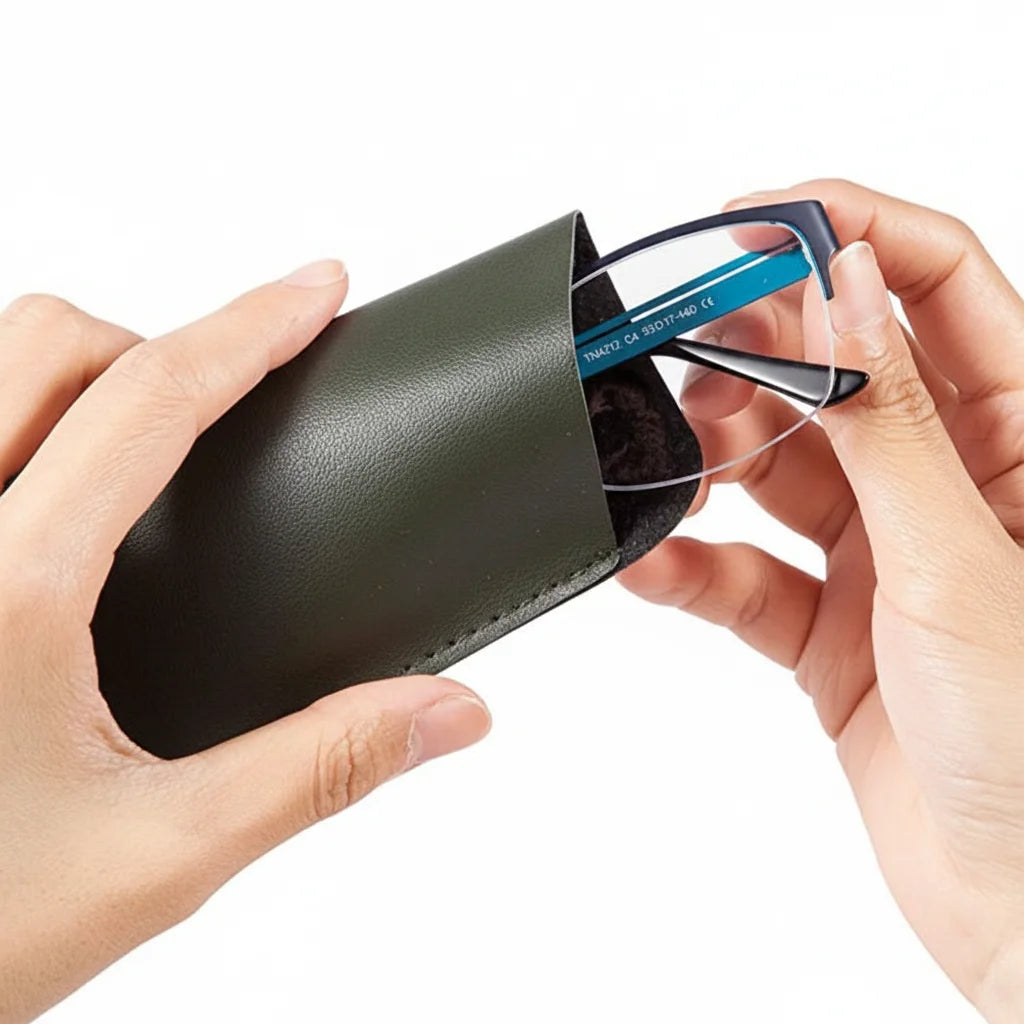 Men’s Leather Glasses Case – Crazy Horse Roll-Up Pouch