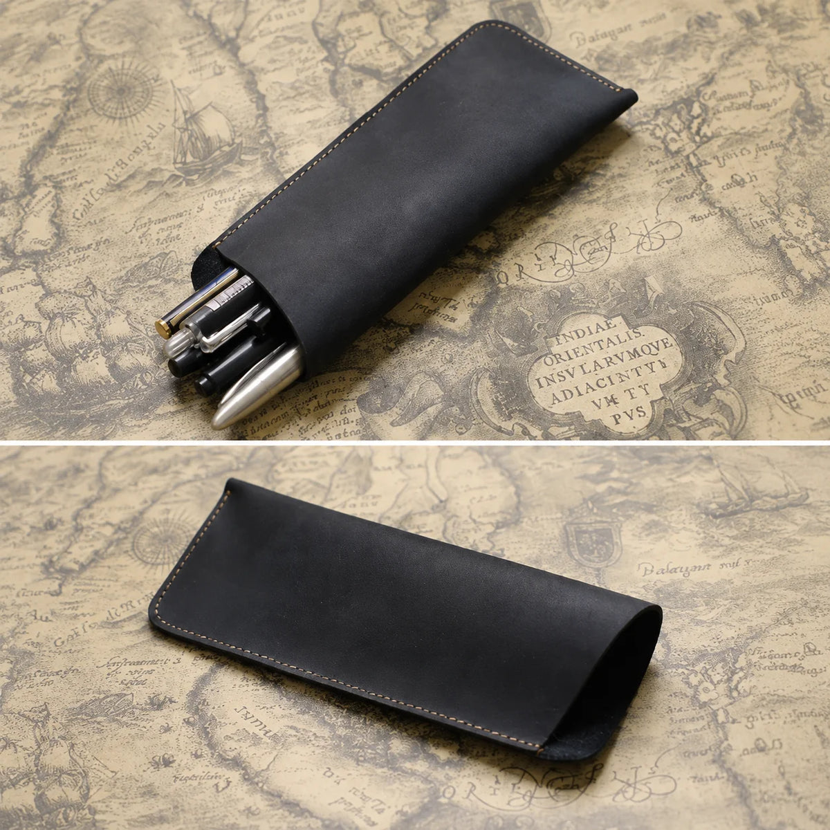 Men’s Leather Glasses Case – Crazy Horse Roll-Up Pouch