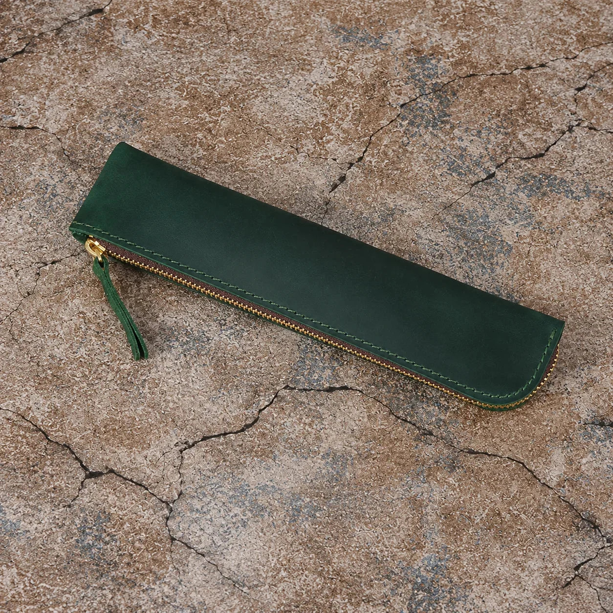 Men’s Leather Pen Case - Vintage Zip Pouch